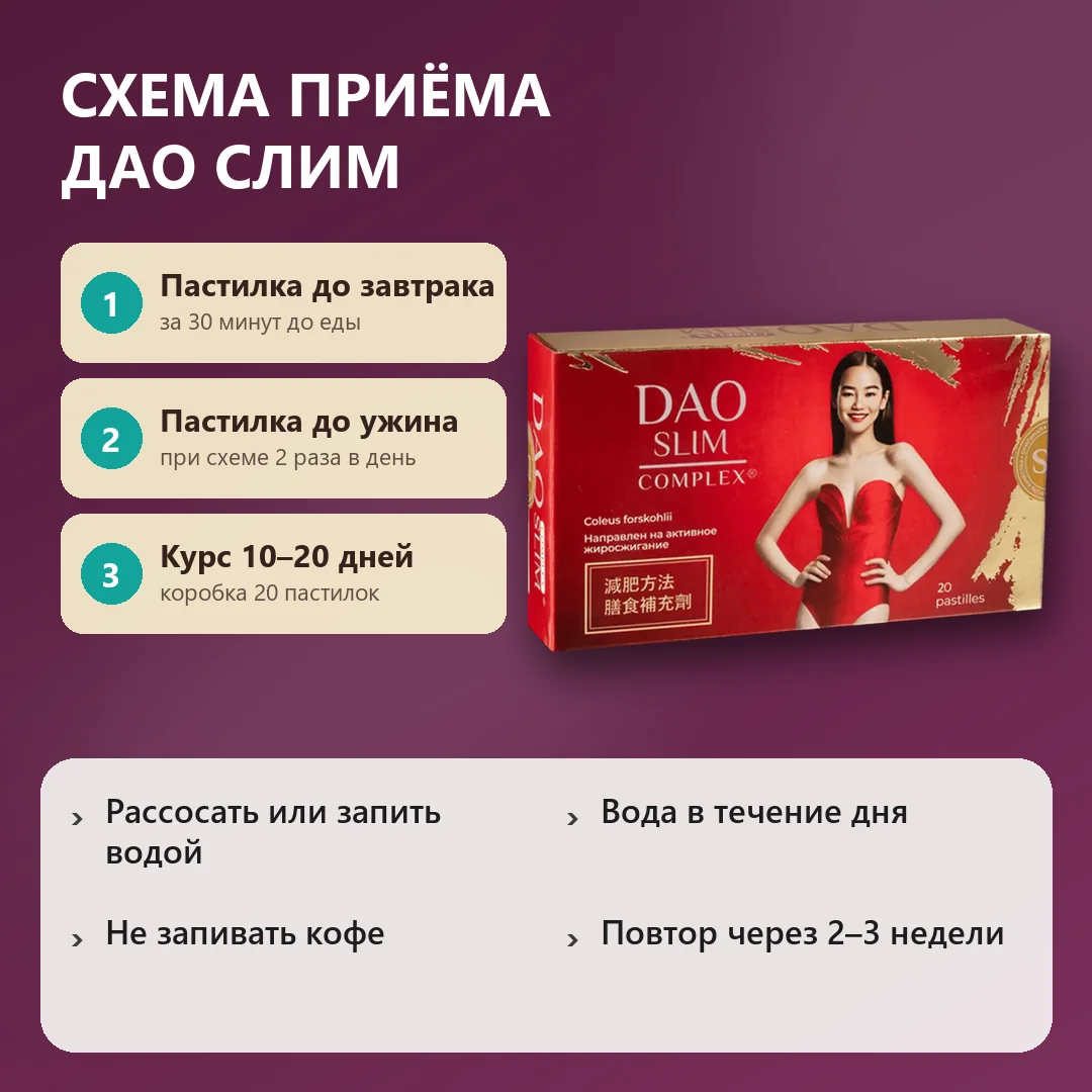 Схема приёма пастилок Дао Слим